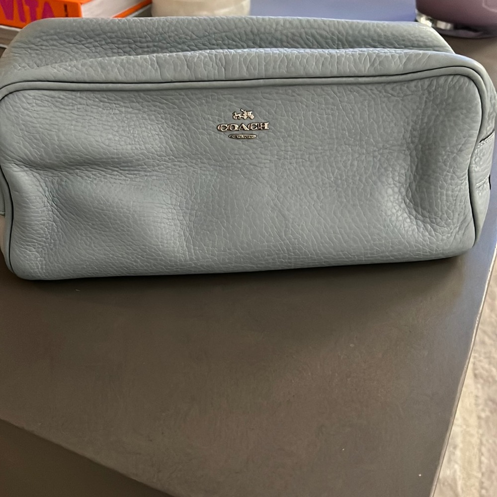 COACH Blue Leather Toiletry Dopp Kit (used)